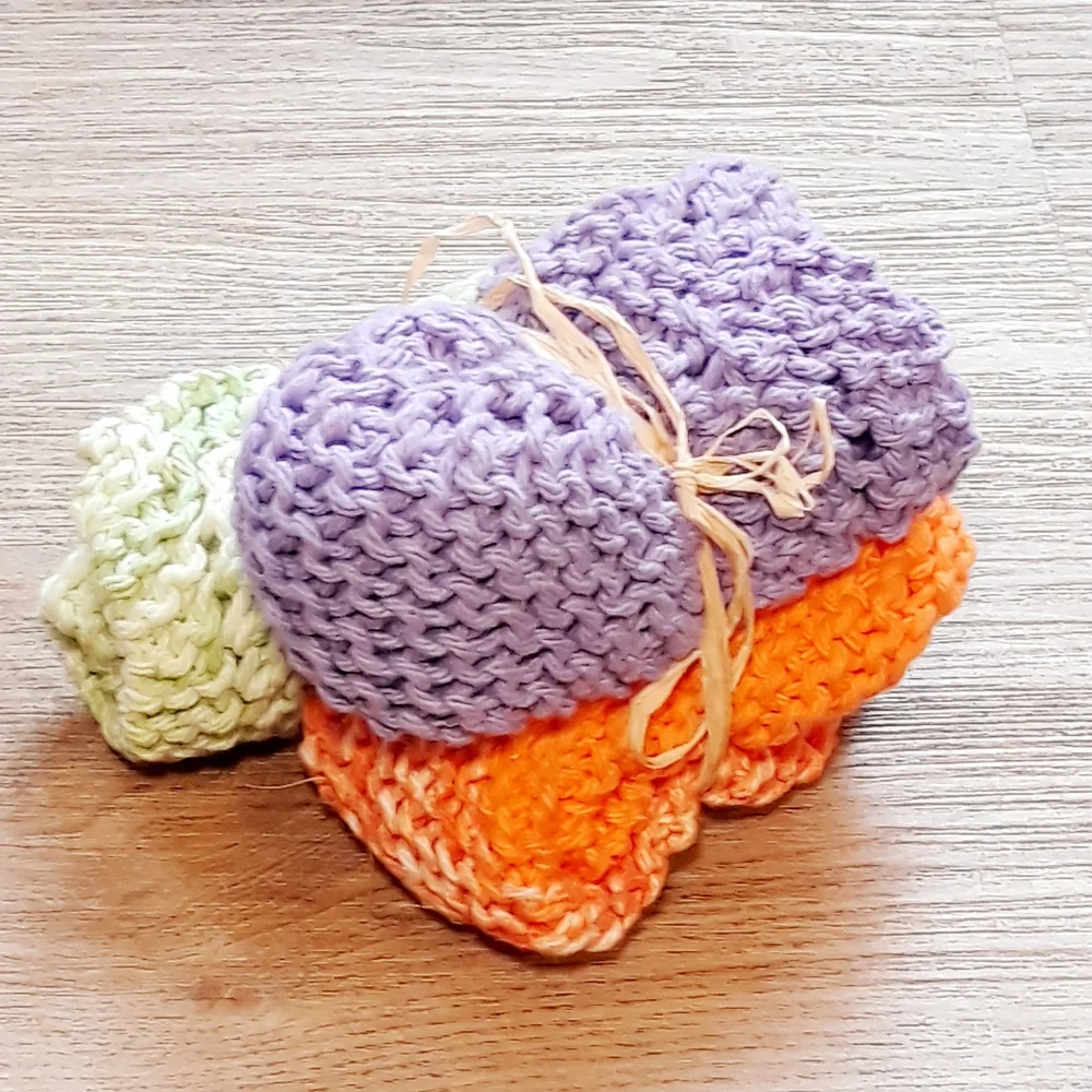 3 Handmade Crochet Washcloths + Lavender Bar Soap / 8